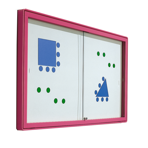 Informationsvitrine W1 mit weißer Whiteboardrückwand Maße wählbar