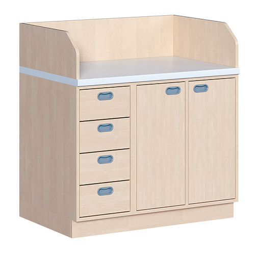 Wickelkommode, dreireihig Türen, 4 Schübe, B/H: 107x113 cm
