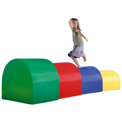 Halbkreisförmige Blöcke mit Nylonhüllen vierteiliges Set, verschiedene Größen im Set, farbig