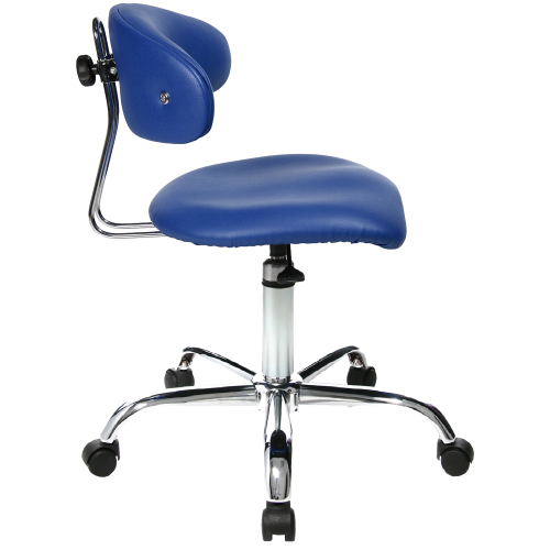 Funktionsdrehstuhl, 3Dimensional beweglich, mit Sattelsitz 5-armiges verchromtes Fußkreuz mit Rollen, Sitz und Rücken Softex oder Stoff in verschiedenen Farben