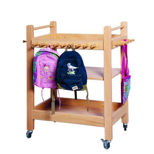 Taschenwagen B/H/T: 83,5 x 86,3 x 57,5 cm, mit 28 Holzhaken und 3 Ablageflächen