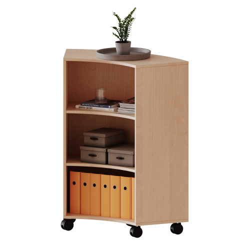 Fahrbares Sechstelkreisregal - Serie evo180 Breite 98,7 cm, Tiefe 40 cm, Rückwand aus Plexiglas