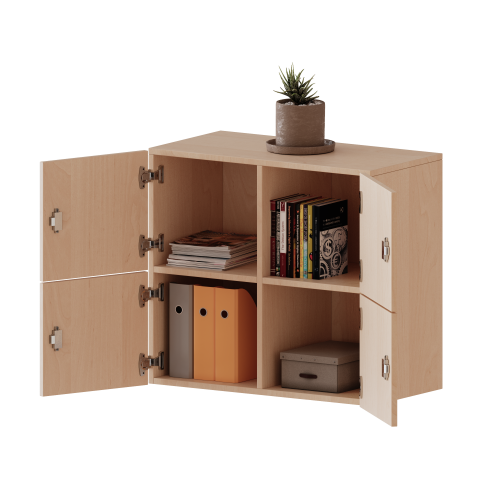 Schließfach - Aufsatzschrank, 2 Ordnerhöhen - Serie evo180 Breite 80 cm, Gesamthöhe 72 cm, 4 Schließfächer