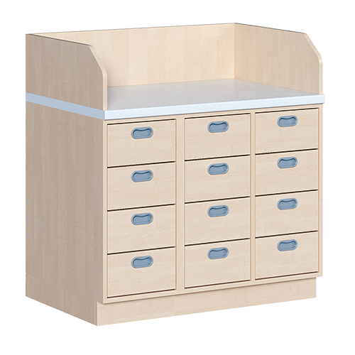 Wickelkommode, dreireihig 12 Schübe, B/H: 107x113 cm
