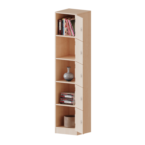 Schließfachschrank, 5 Ordnerhöhen - Serie evo180 Breite 40,5 cm, Gesamthöhe 190 cm, 5 Schließfächer, mit Sockel (81 mm)