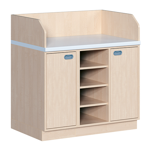 Wickelkommode, dreireihig B/H: 107x113 cm, Türen, mittig Regal