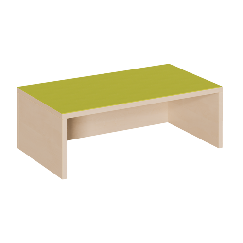 Rechteck-Podest einseitig offen, Linoleum-Deckplatte B/T: 70x40 cm, Höhe wählbar, mit Nische in Längsseite für Rollkasten offen