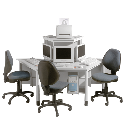 Computerinsel mit 3 Arbeitsplätzen B/H/T: 240x120x72 cm