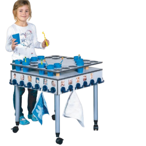 Zahnputzbecherwagen mit Doppelhaken, für 24 Kinder B/H/T: 60x60/75x60 cm, rundum wasserbeständig