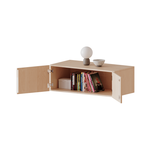 Aufsatzschrank für ErgoTray Serie, 1 Ordnerhöhe - Serie evo180 Gesamthöhe 36 cm, Breite 104,5 cm, zwei Türen