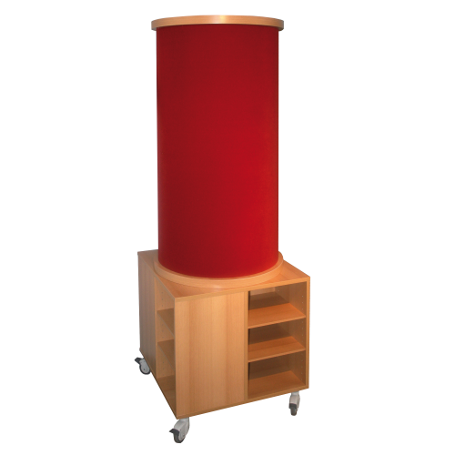 Stoff-Litfasssäule mit Unterschrank Buche B/H/T 70x185x70 cm, fahrbar