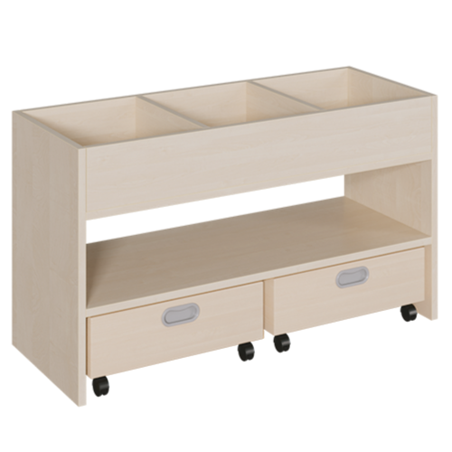 Bücher-Spielregal B/H/T: 102x60x40 cm, oben 3 Fächer, inkl.2 Rollkästen