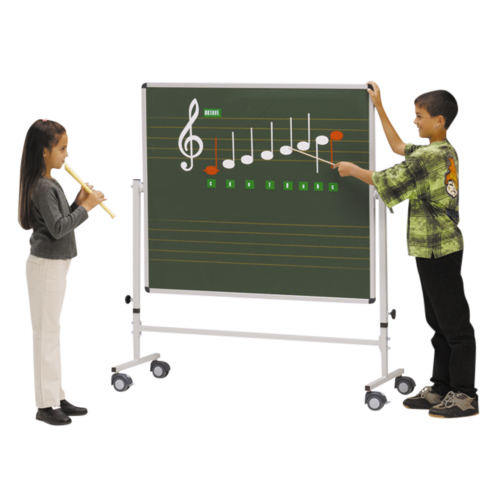 Notentafel mit Notenlineatur LIN 12 auf 4 Rollen Tafelfläche: B/H: 120 x 100 cm, Höhe: bis 190 cm