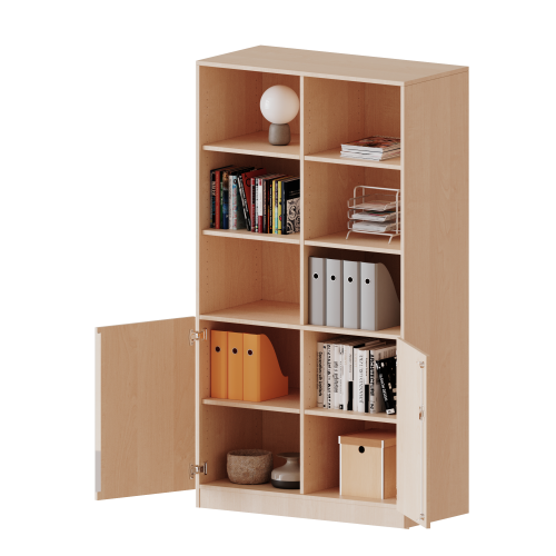 ErgoTray Kombi-Schrank, dreireihig, 5 Ordnerhöhen - evo180 Serie B/H/T: 104,5x190x50 cm, 2 OH unten mit Türen, oben 3 OH Regal, mit Sockel (81 mm), mit Mittelwand