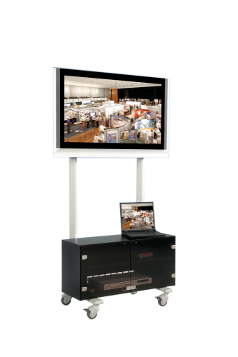 TV Wagen, TV Rack für Fernseher bis 50 Zoll mit Unterschrank ScreenCart Serie Design 70, neigbare Halterung