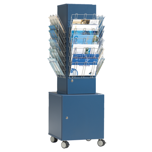 Prospektständer fahrbar, abschließbar, Dekor wählbar B/H/T: 64x160x64 cm