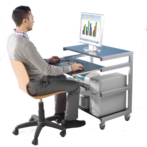 Mobiler PC-Arbeitsplatz B/H/T: 76x85x45 cm, Tastaturhöhe: 72 cm