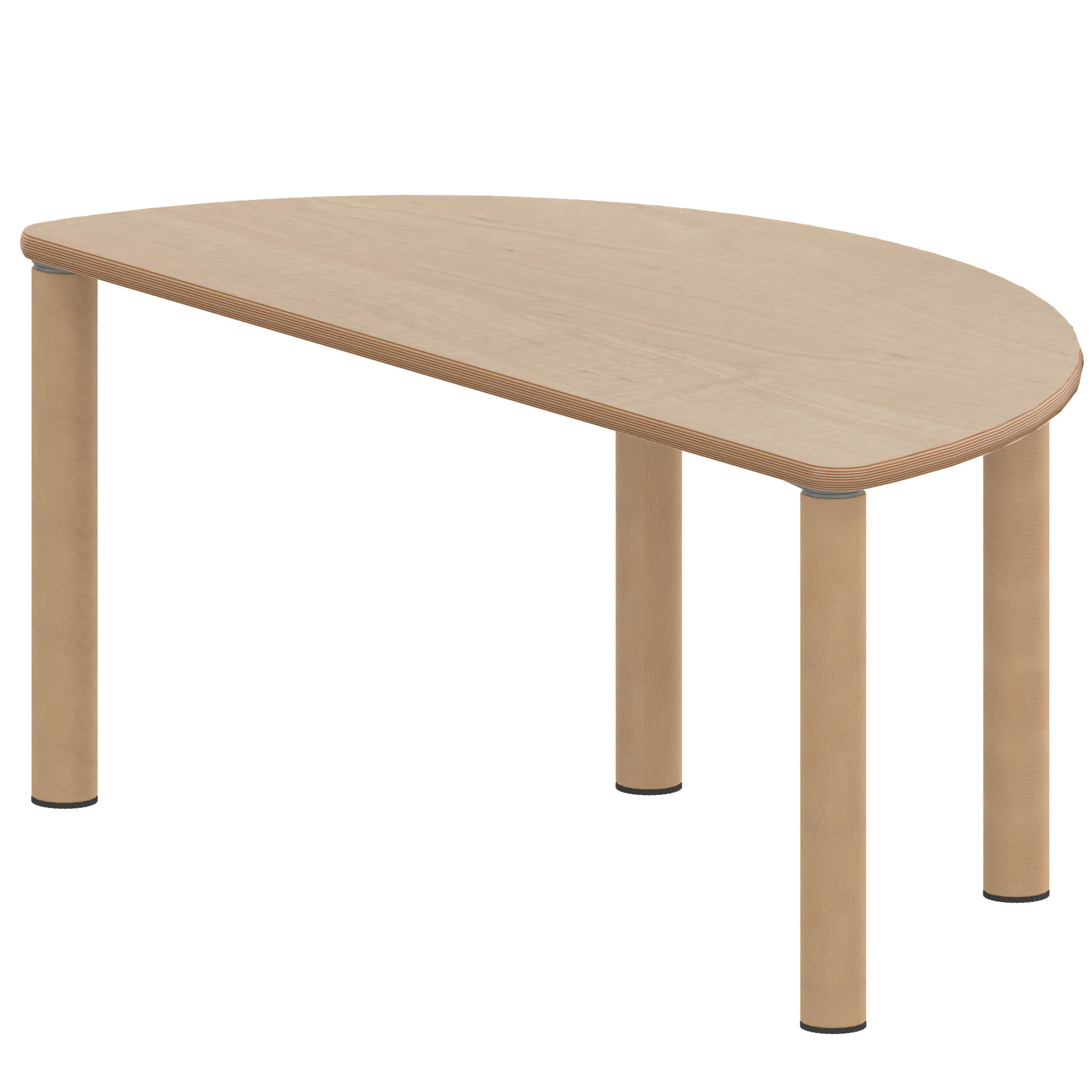 Tisch ZALOTTI mit Schichtstoff-Belag Halbrundtische, Stellfläche B/T: 120x60 cm, Höhen 25…76 cm, Massivholzbeine Ø 60 mm, Fußvariante: Stellfuß