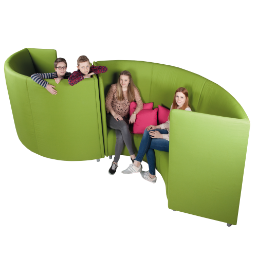Akustiksofa halbrund 3-4 Sitzer B/H/T: 145x132x150 cm, Sitzhöhe: 46 cm