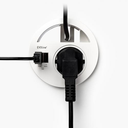 Einbaumodul Schuko / USB für Tischplatteneinbau Tischplatten Einbaumodul mit USB, Schukostecker und Kabeldurchlass