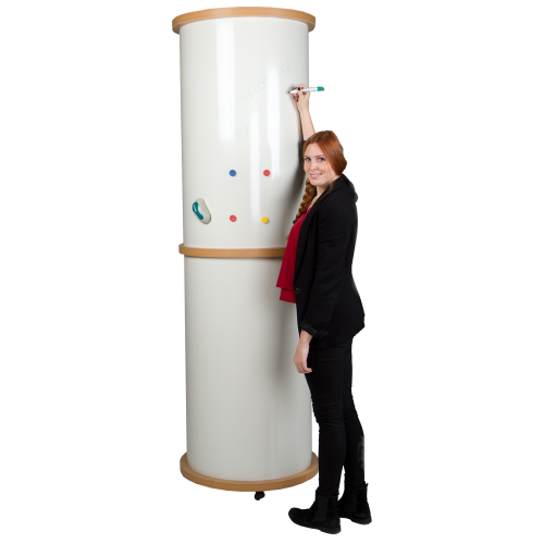 Mobile Litfaßsäule mit Whiteboardoberfläche, Schultafelstahl, weiß Durchmesser: 60 cm, in 2 Höhen lieferbar