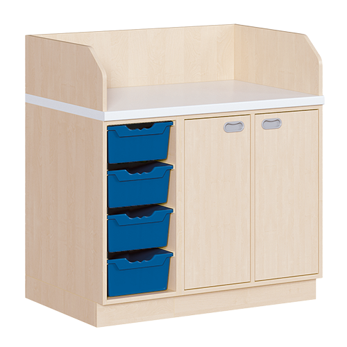 Wickelkommode, dreireihig Türen, 4 Boxen, B/H: 107x113 cm