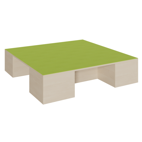 Quadrat-Podest mit Linoleum-Deckplatte und 2 Garagennischen B/T: 150x150 cm, 2 Garagennischen für Rollkästen, über Eck liegend, Höhe wählbar