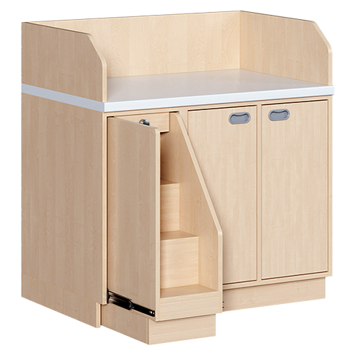 Wickelkommode, dreireihig B/H: 107x113 cm, Ausziehbarer Aufstieg, Türen