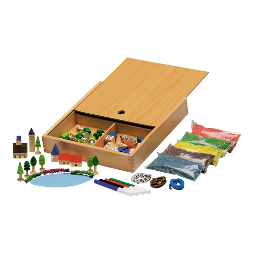 fünffarbiger Streusand lieferbar in fünf Plastikbeuteln