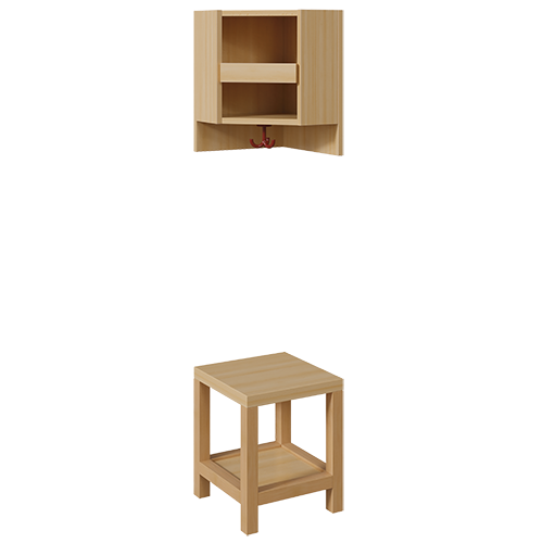 Garderoben-Innenecke, für doppelte Ablage B/H/T: 35x158x35 cm, ohne Stützen, zweiteilig, Ablage zur Wandmontage