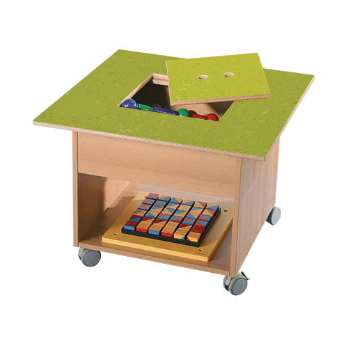 Materialspielwagen mit Linoleumoberfläche B/H/T: 80x60x80, inkl. herausnehmbarem Deckel