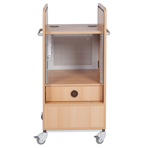 Mediencenter "Royal+", für 19" Geräte, 19" mobiles Rack mit Rollo B/H/T: 55x115x66 cm