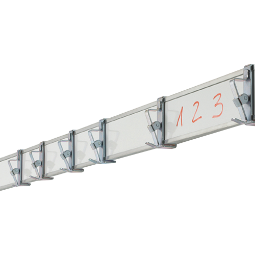 Bilderklemmleiste Stahl weiß Bilderleiste mit 3 Papierklemmen pro Meter, Oberfläche in Stahl weiss, magnethaftend