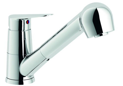 Einhebel-Mischbatterie mit Handbrause, verchromt, Marke VIGOUR KG 024, H 173 mm mit herausnehmbarer Handbrause