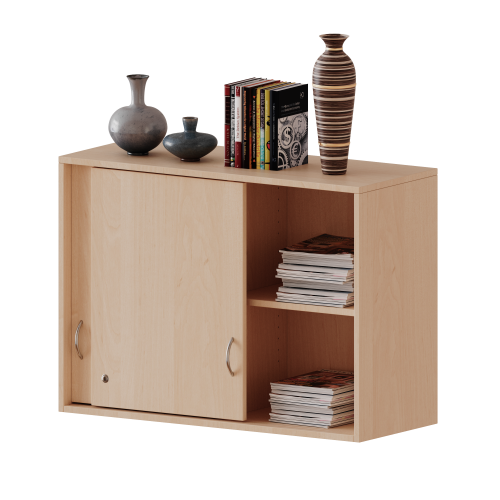 Aufsatz mit Schiebetüren, 2 Ordnerhöhen - Serie evo180 Gesamthöhe 72 cm, abschließbar, mit Mittelwand