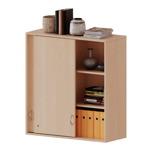 Aufsatz mit Schiebetüren, 3 Ordnerhöhen - Serie evo180 Gesamthöhe 108 cm, abschließbar, mit Mittelwand