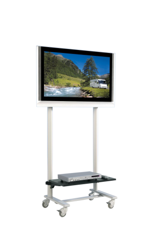 TV Wagen, TV Rack für Fernseher bis 50 Zoll mit 1 Ablage ScreenCart Serie Design 70, feste Halterung
