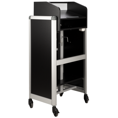 Rednerpult ALU, höhenverstellbar Wahlweise feststehend oder fahrbar