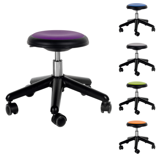 Genito Hocker mit Gaslift Höhenverstellung Lieferbare Sitzhöhen: 30-38 cm oder 38-48 cm, mit Rollen oder Gleitern