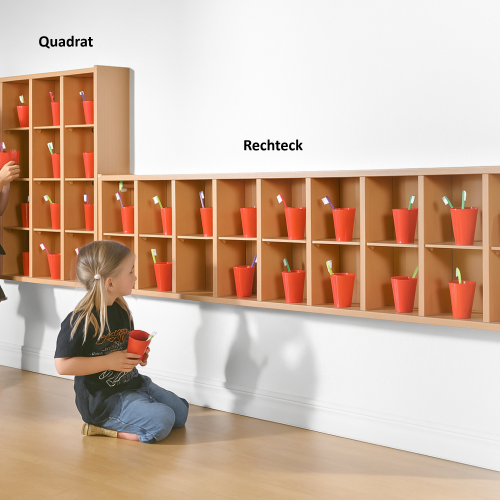 Zahnputzbecherregal für 16 Becher - Rechteck B/H/T: 158x42x15 cm