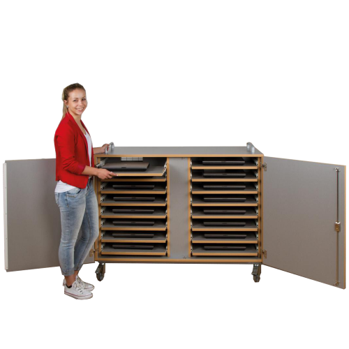 Laptopwagen mit 16 Teleskopauszügen, fahrbar B/H/T: 135x99x60 cm