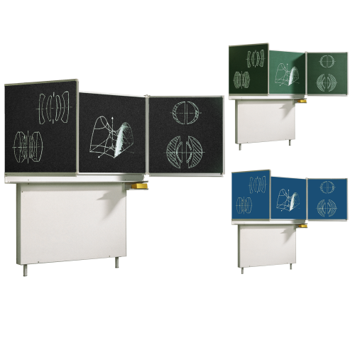 Wandtafel Schultafel aus Premium Stahlemaille, Serie ME Wandklappschiebetafel mit Kontergewicht