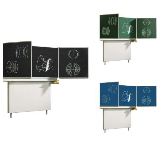 Wandtafel Schultafel aus Premium Stahlemaille, Serie FZ E Wandklappschiebetafel mit Federzug, farbig