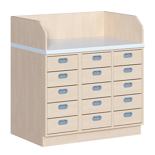 Wickelkommode, dreireihig 15 Schübe, B/H: 107x113 cm