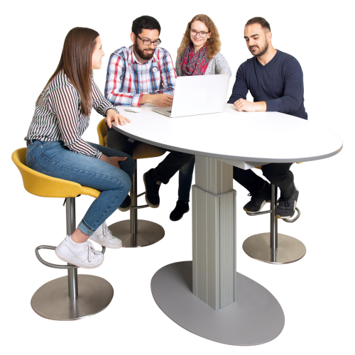 Elektrisch höhenverstellbarer Besprechungstisch B/T: 200x120 cm, mit ovaler Bodenplatte