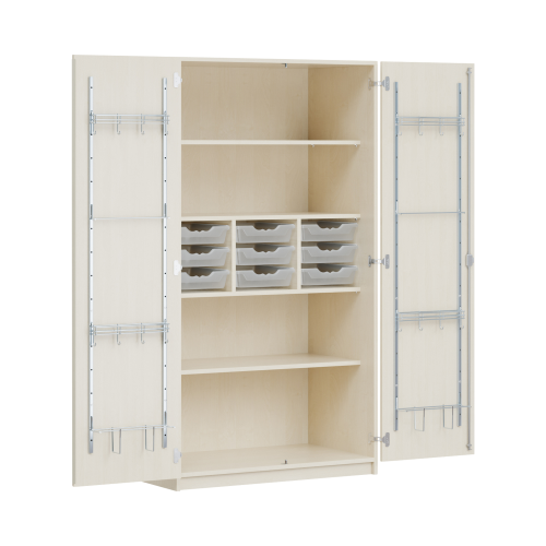 Musikschrank MOFF 4C B/H/T: 104,5x190x60 cm, fahrbar, 2 verstellbare Böden, 9 Ergo Tray Boxen