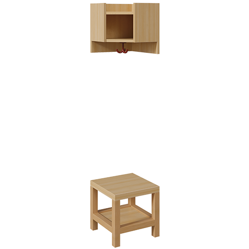 Garderoben-Innenecke, für einfache Ablage B/T: 35x35 cm, ohne Stützen, zweiteilig, Ablage zur Wandmontage