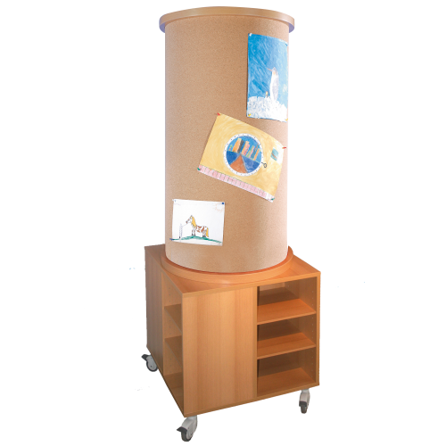 Mobile Kork-Litfaßsäule mit Unterschrank Höhe: 185 cm, Durchmesser: 60 cm
