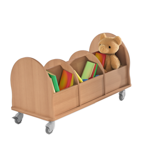 Bücherwagen Leseratte Mini farbige gerundete Seiten, Fächer, H/T: 60x55 cm