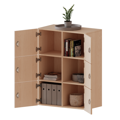 Schließfach - Aufsatz, 3 Ordnerhöhen - Serie evo180 Breite 80 cm, Gesamthöhe 108 cm, 6 Schließfächer